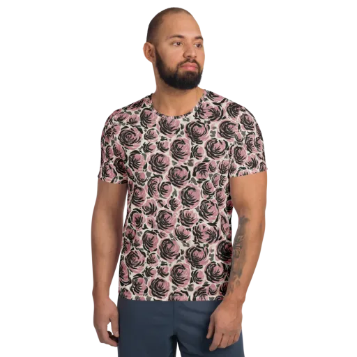 Inkblush Garden on a Men's Athletic T-Shirt