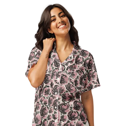 Inkblush Garden on a Women's Short Sleeve Pajama Top