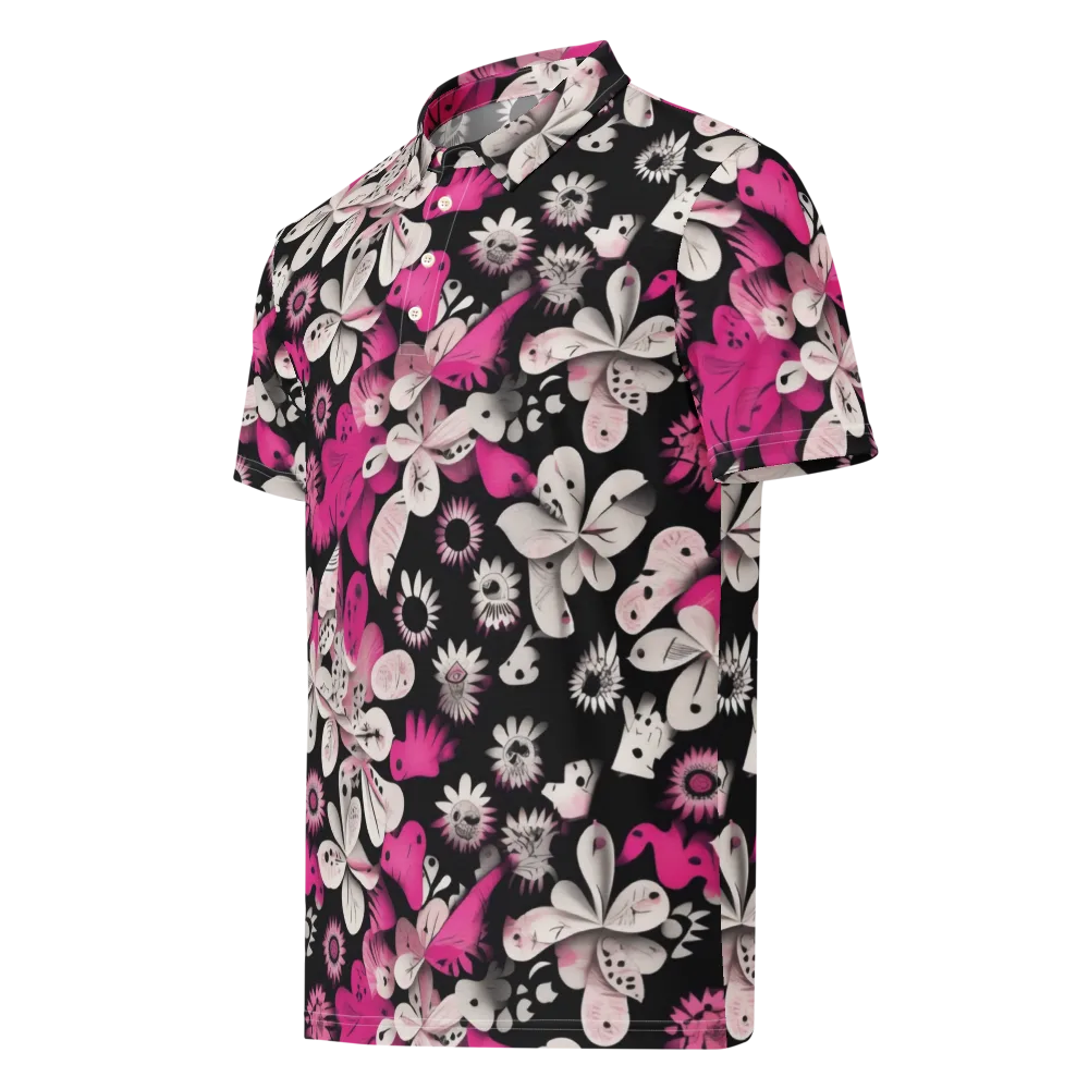 Pink Noir Garden on Men's Slim Fit Polo Shirt — Left Front