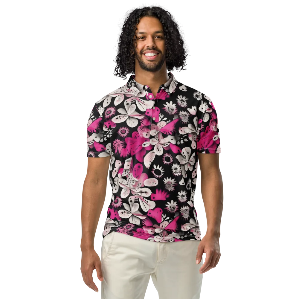 Pink Noir Garden on Men's Slim Fit Polo Shirt — Front