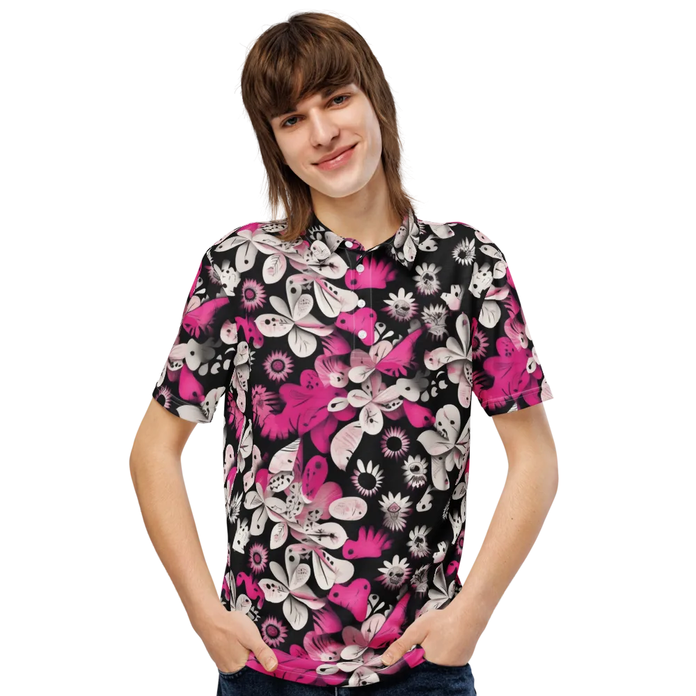 Pink Noir Garden on Men's Slim Fit Polo Shirt — Front