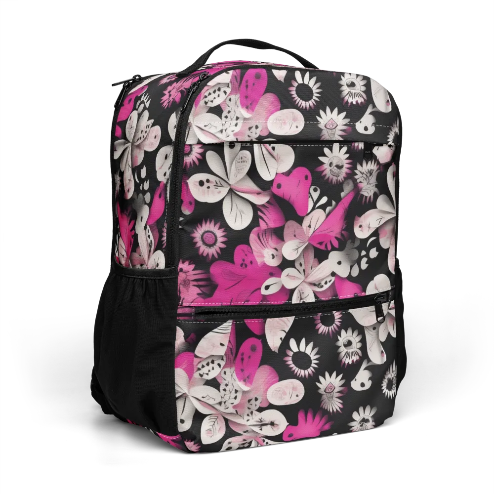 Pink Noir Garden on Utility Backpack — Right Front