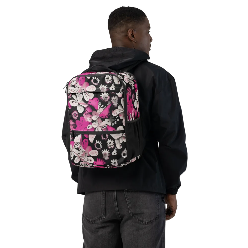 Pink Noir Garden on Utility Backpack — Back
