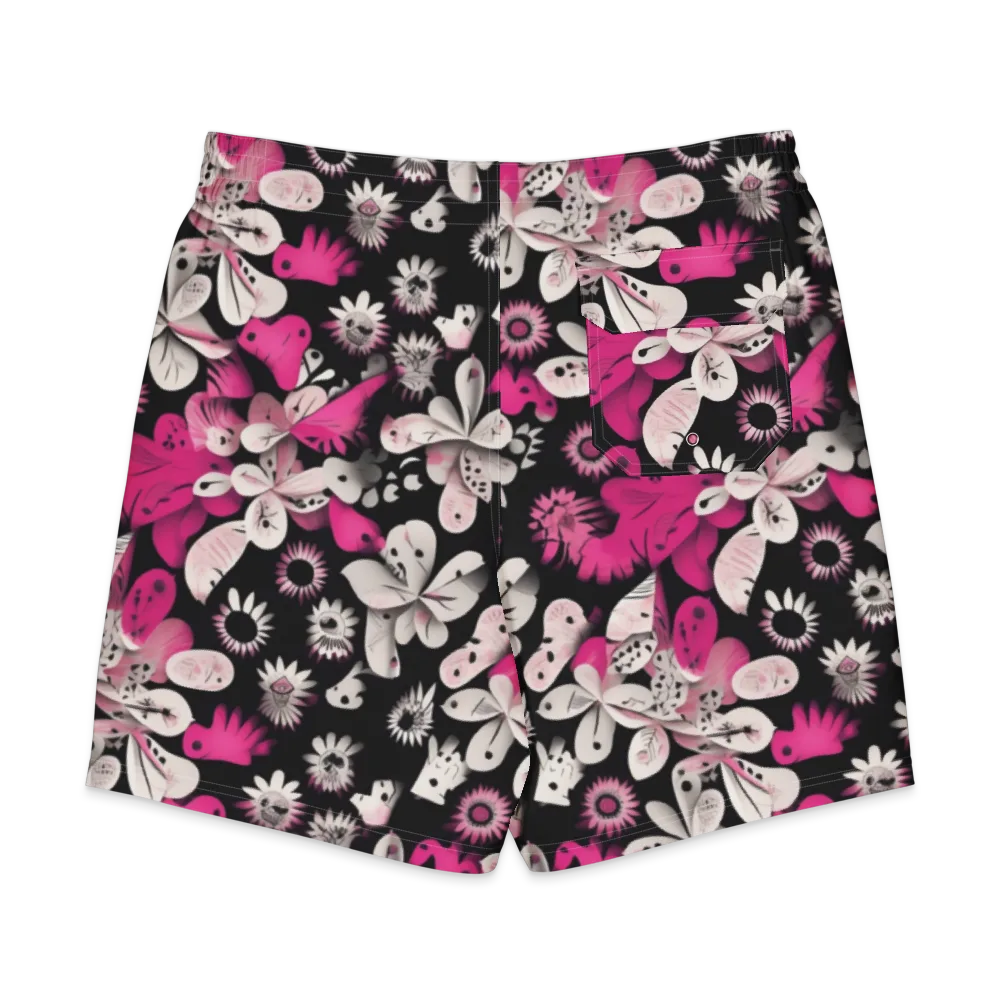Pink Noir Garden on Men's Board Shorts — Back