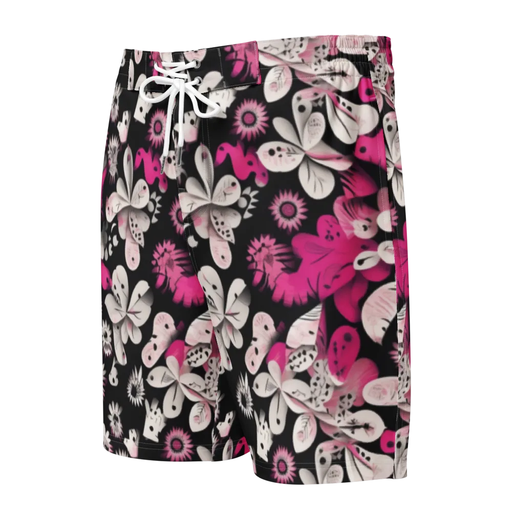 Pink Noir Garden on Men's Board Shorts — Front