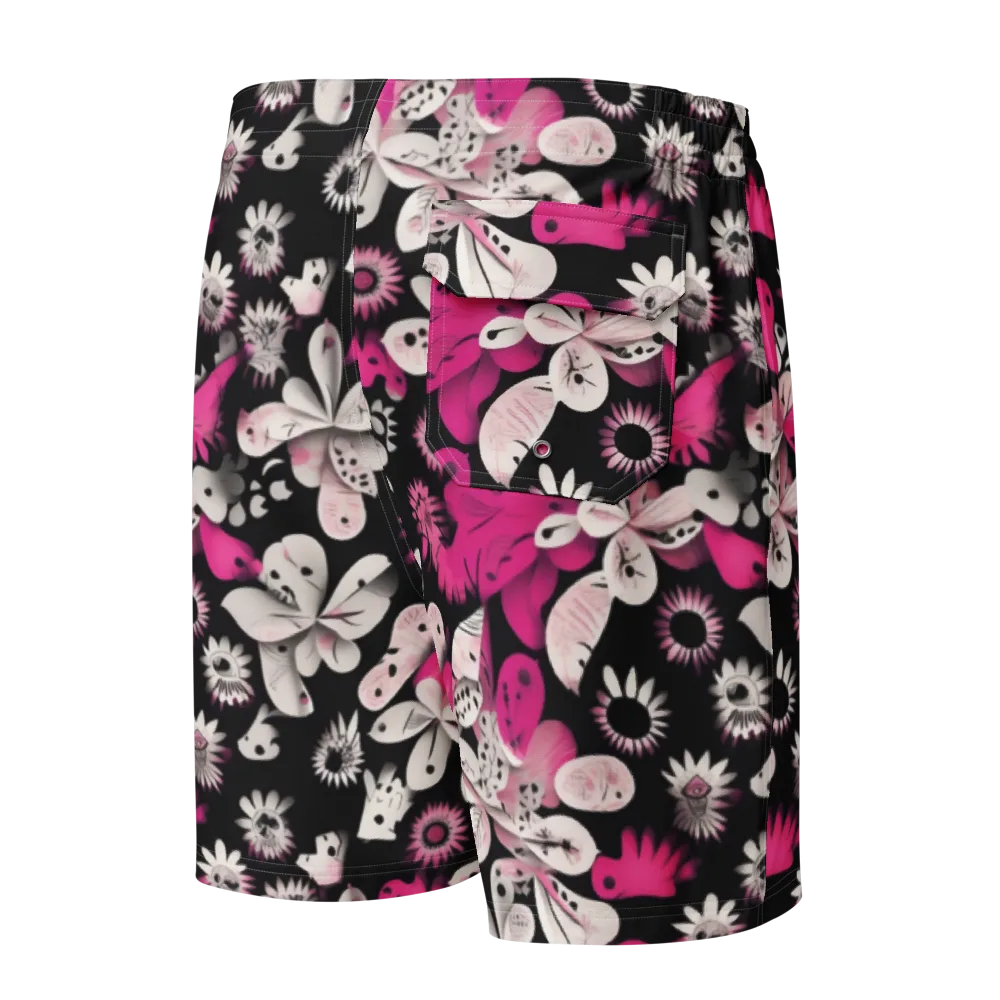 Pink Noir Garden on Men's Board Shorts — Back