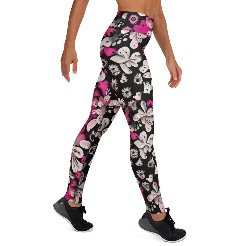 Pink Noir Garden on Yoga Leggings — Right