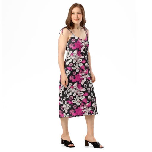 Pink Noir Garden on a Slip Dress