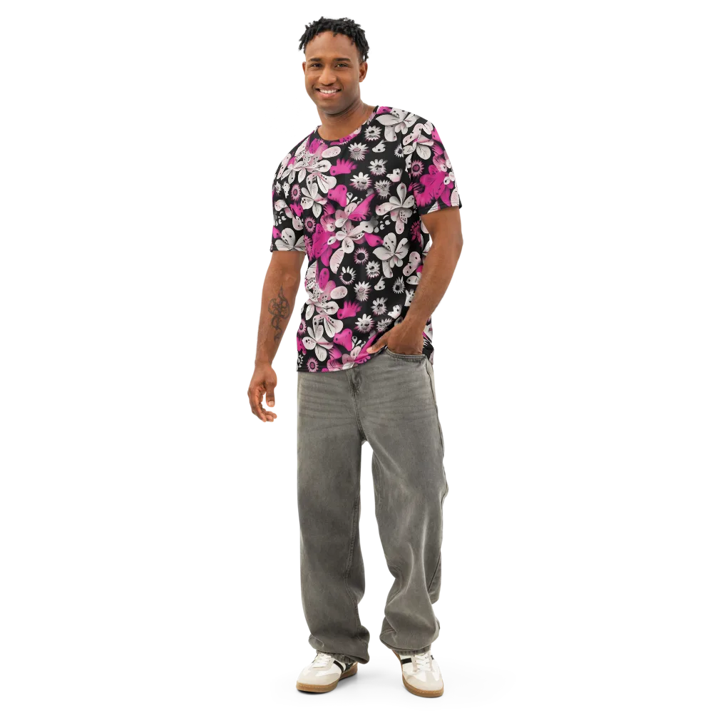 Pink Noir Garden on Men's Cotton Crew Neck T-Shirt — Front