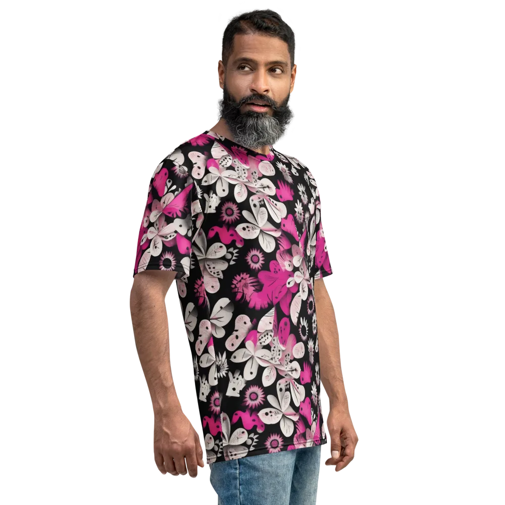 Pink Noir Garden on Men's Crew Neck T-Shirt — Right