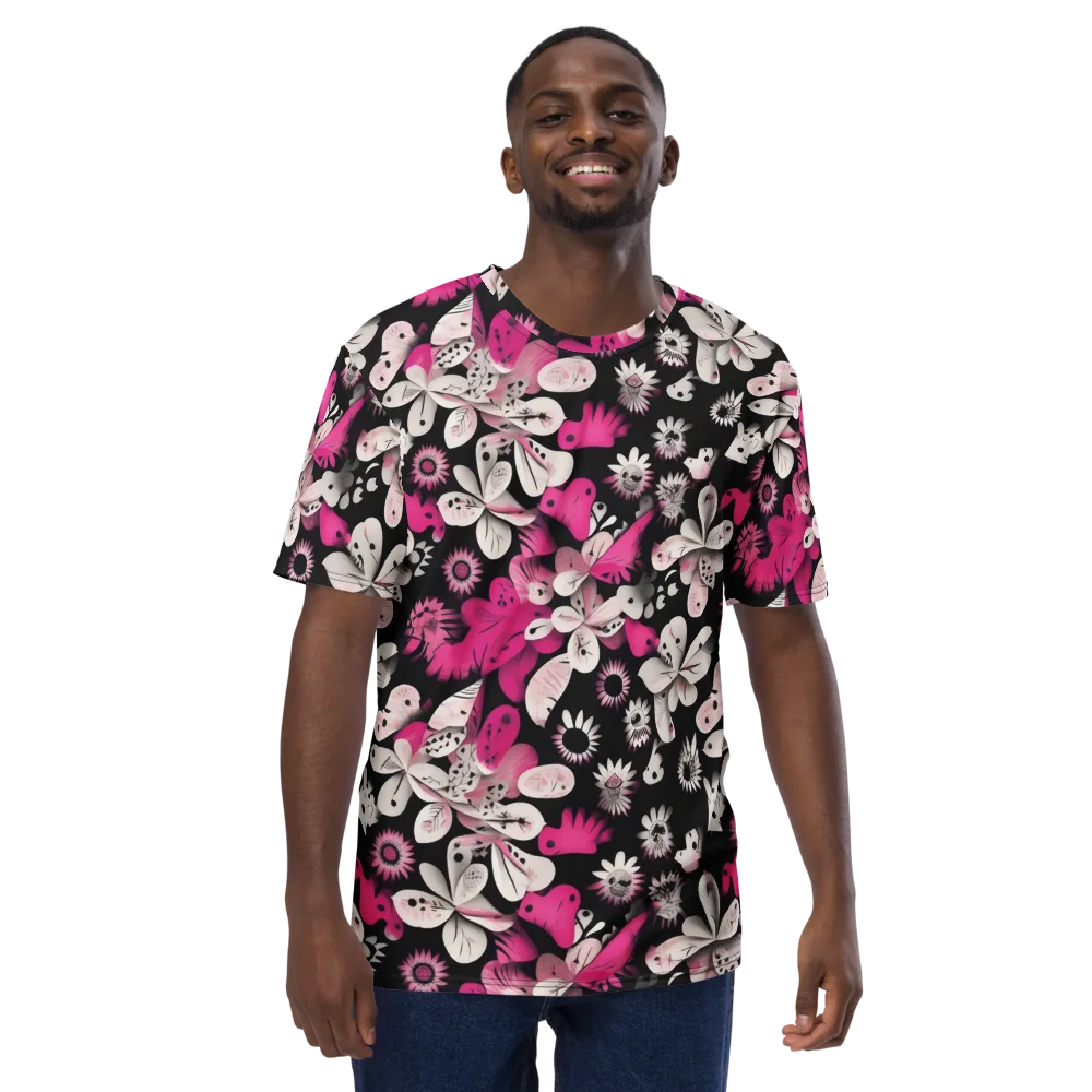 Pink Noir Garden on Men's Crew Neck T-Shirt — Front