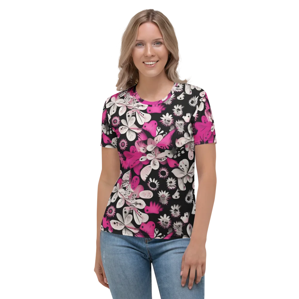 Pink Noir Garden on Women's Crew Neck T-Shirt — Front