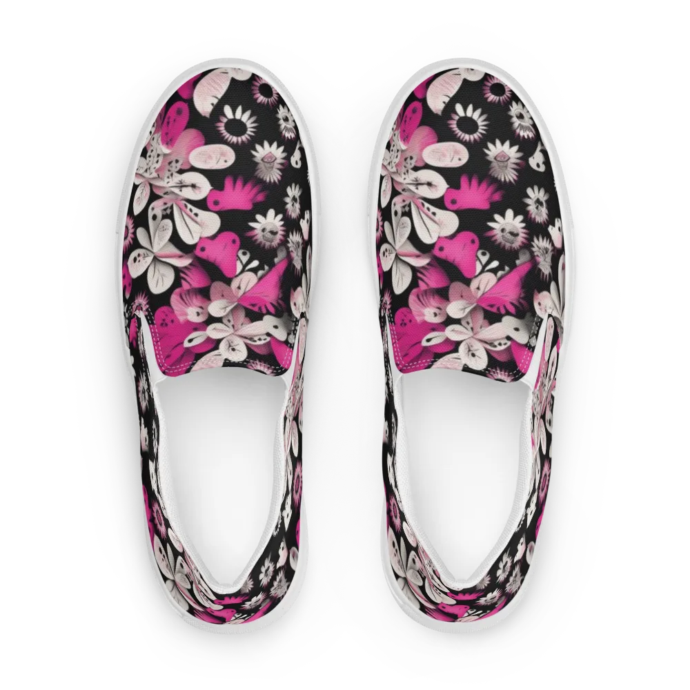 Pink Noir Garden on Men's Slip-On Canvas Shoes — Front
