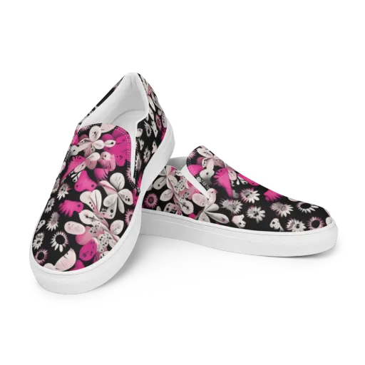 Pink Noir Garden on a Men's Slip-On Canvas Shoes