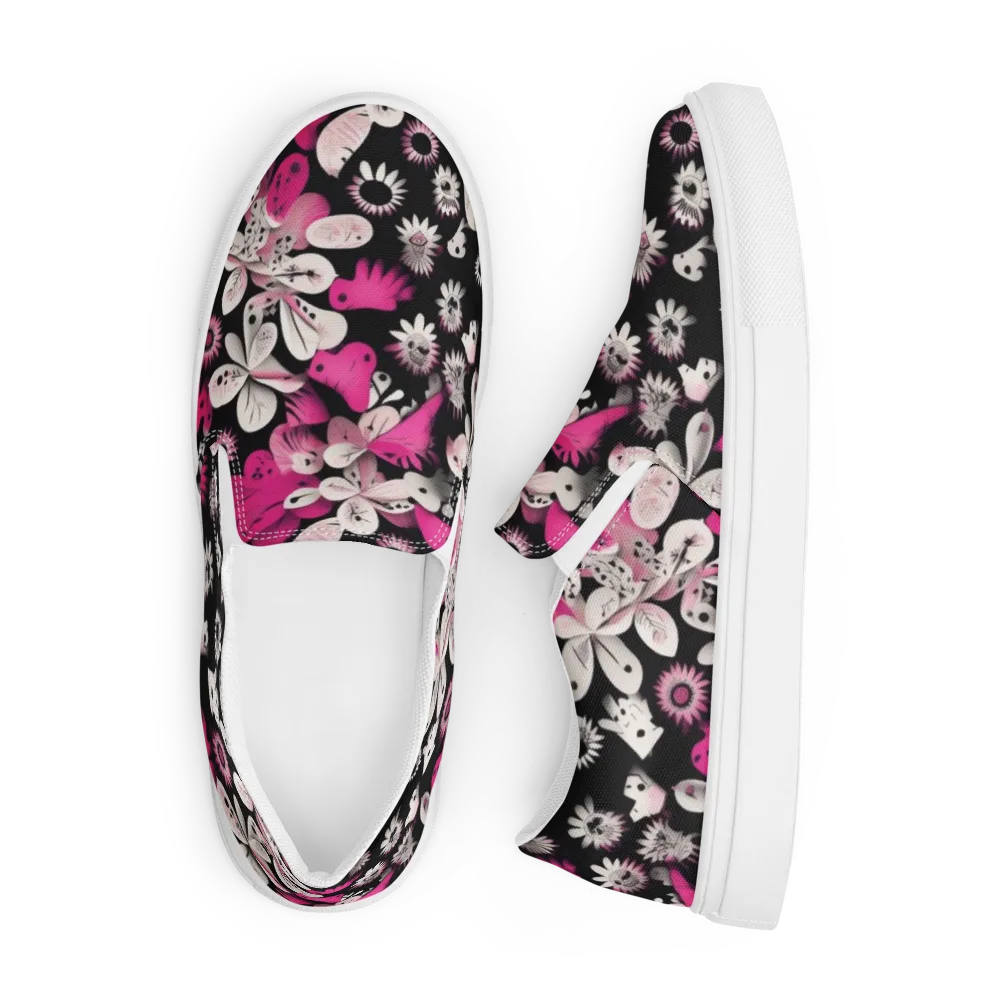 Pink Noir Garden on Men's Slip-On Canvas Shoes — Front