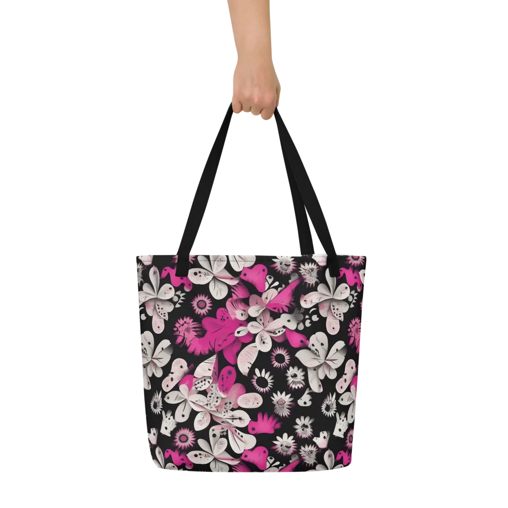 Pink Noir Garden on Large Tote Bag W/ Pocket — Front