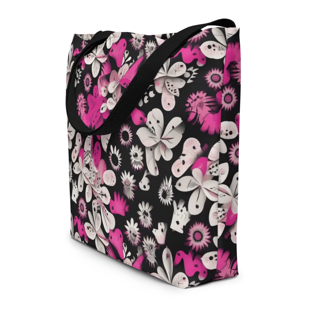 Pink Noir Garden on Large Tote Bag W/ Pocket — Front