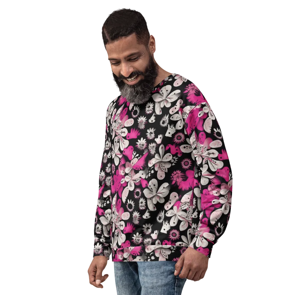Pink Noir Garden on Sweatshirt — Left Front