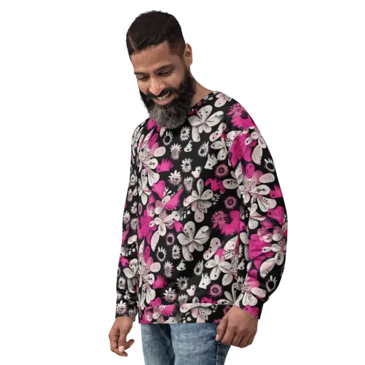 Pink Noir Garden on a Sweatshirt