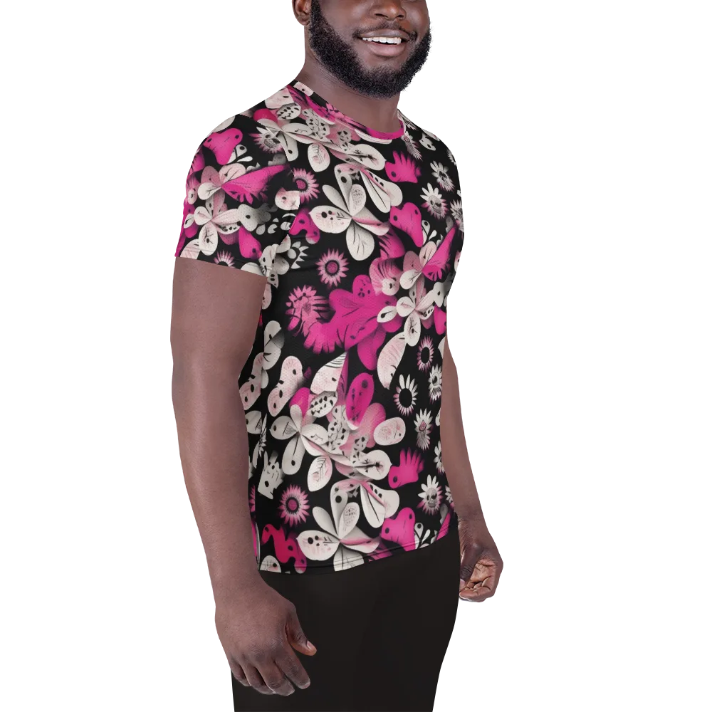 Pink Noir Garden on Men's Athletic T-Shirt — Right