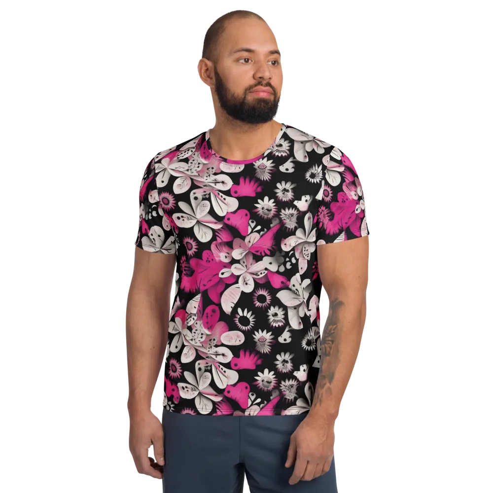 Pink Noir Garden on Men's Athletic T-Shirt — Front
