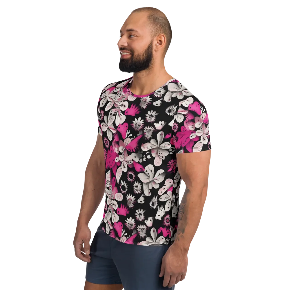 Pink Noir Garden on Men's Athletic T-Shirt — Left