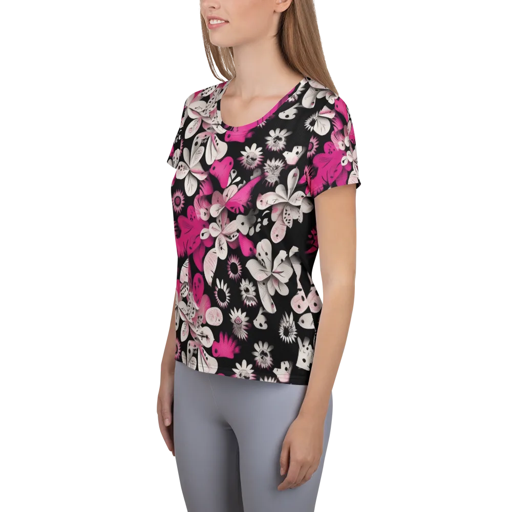 Pink Noir Garden on Women's Athletic T-Shirt — Left