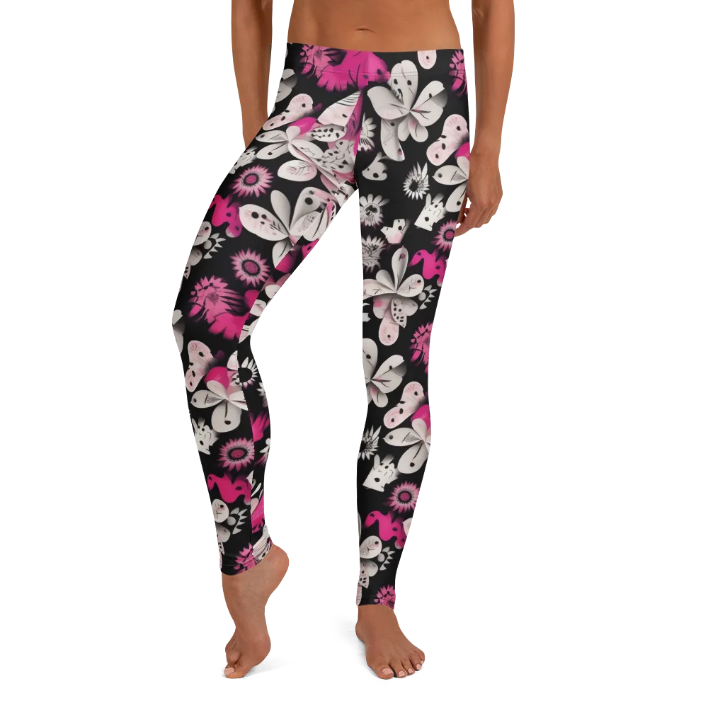 Pink Noir Garden on Leggings — Front