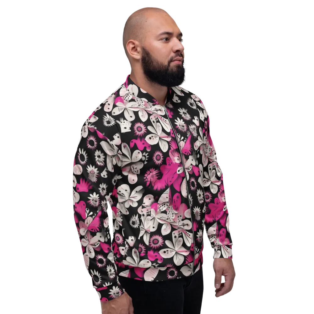 Pink Noir Garden on Bomber Jacket — Right