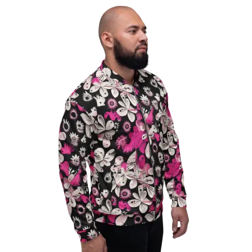 Pink Noir Garden on a Bomber Jacket
