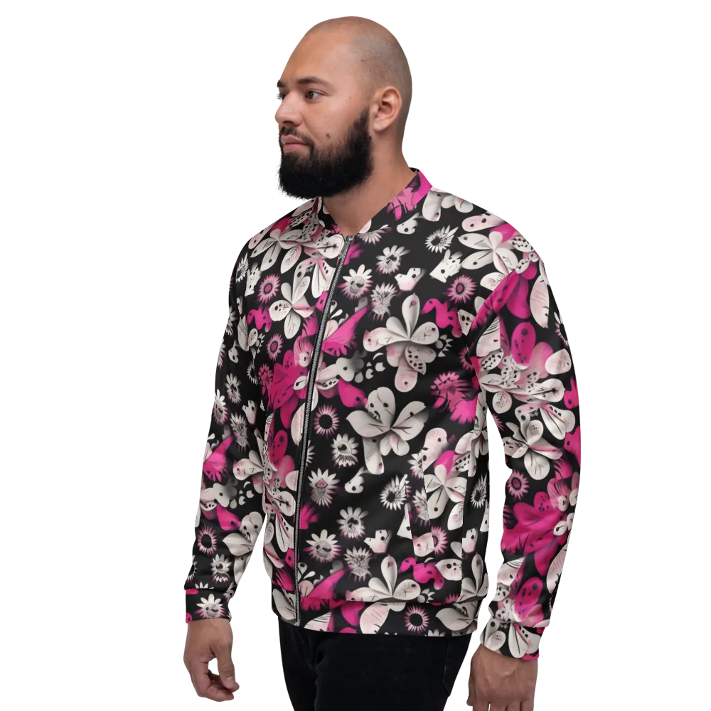 Pink Noir Garden on Bomber Jacket — Left