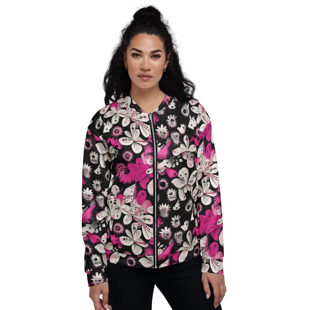 Pink Noir Garden on Bomber Jacket — Front