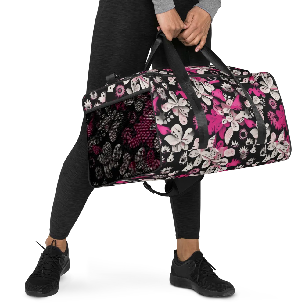 Pink Noir Garden on Duffle Bag — Right Front
