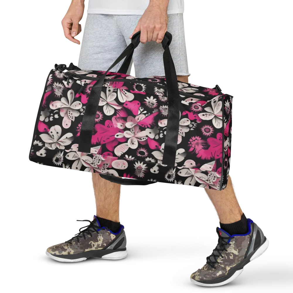 Pink Noir Garden on Duffle Bag — Front