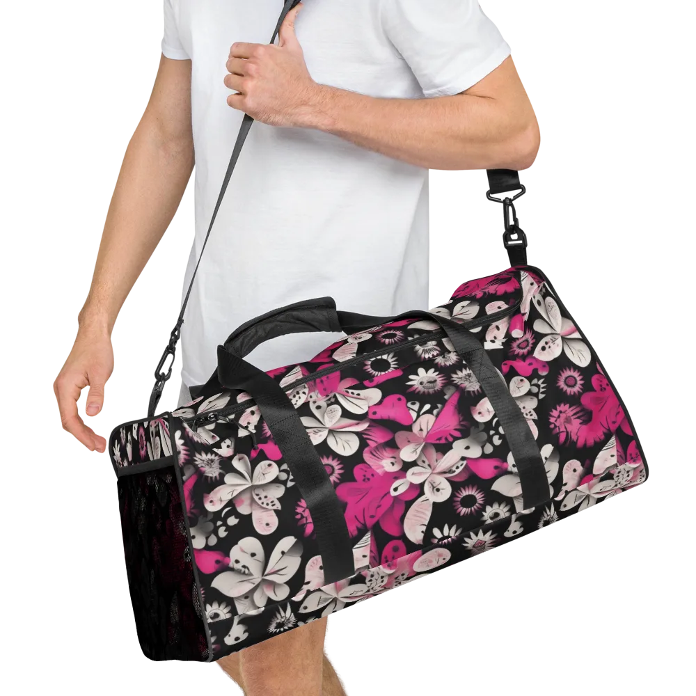 Pink Noir Garden on Duffle Bag — Right Front
