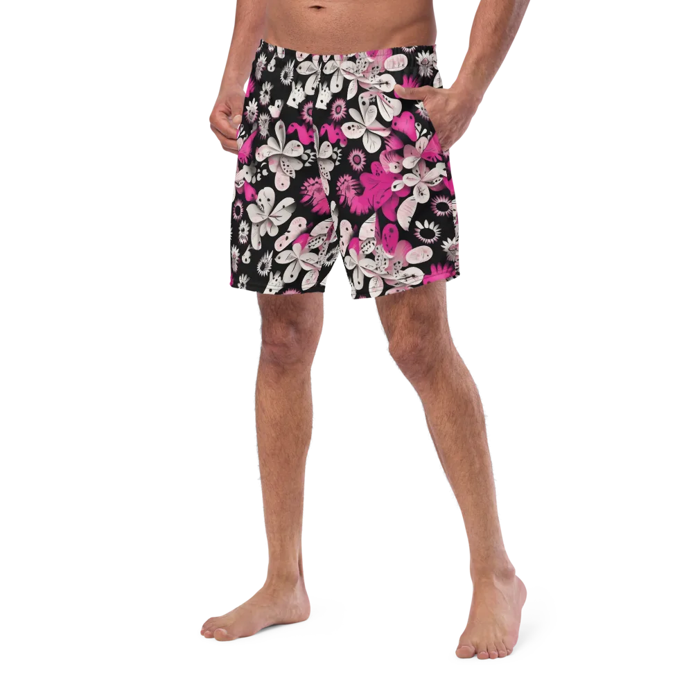Pink Noir Garden on Swim Trunks — Left Front