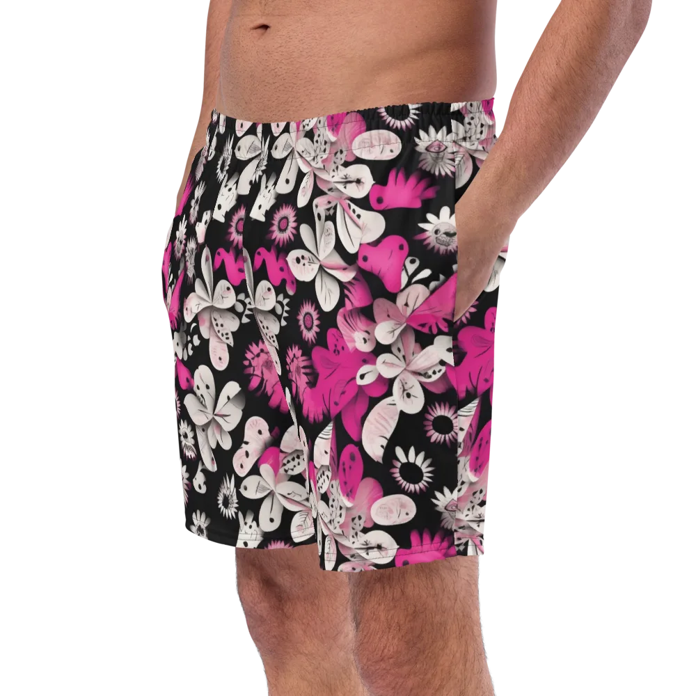 Pink Noir Garden on Swim Trunks — Left Front