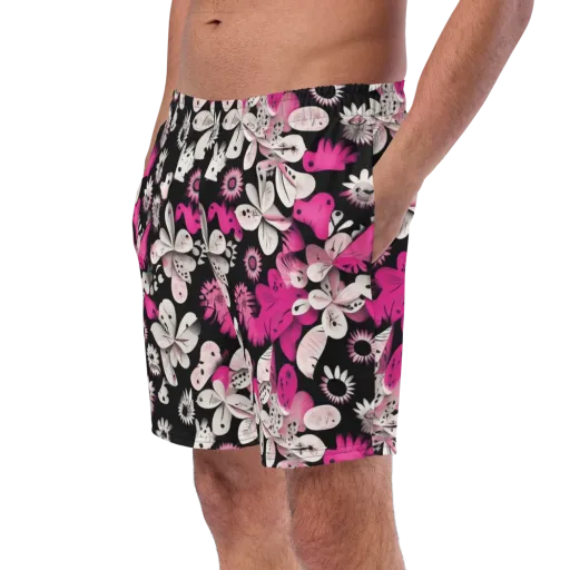 Pink Noir Garden on a Swim Trunks
