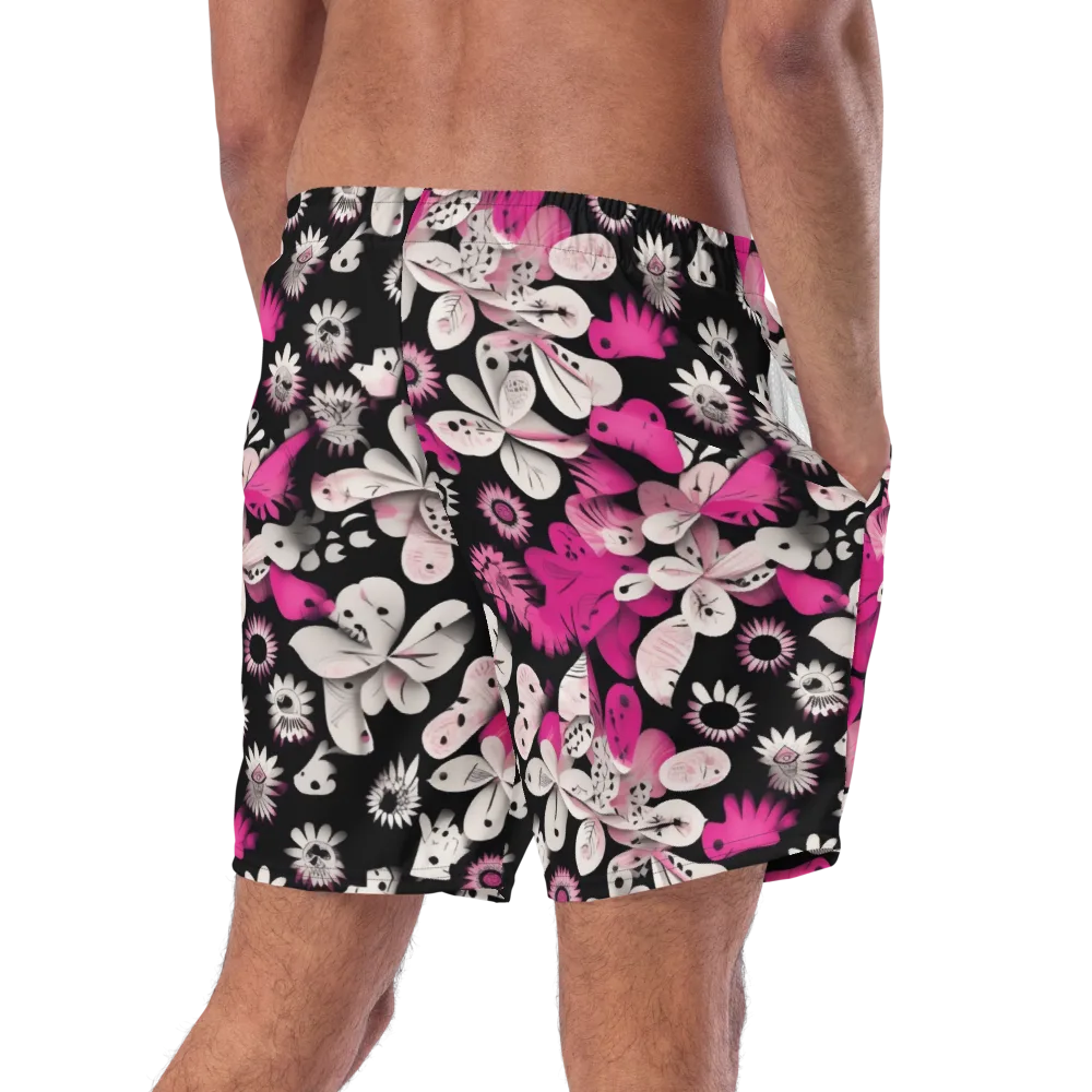 Pink Noir Garden on Swim Trunks — Right Back