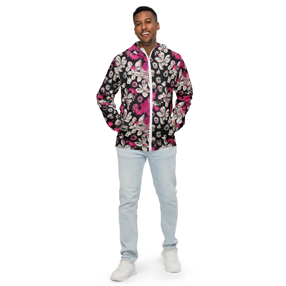 Pink Noir Garden on Men's Windbreaker — Front