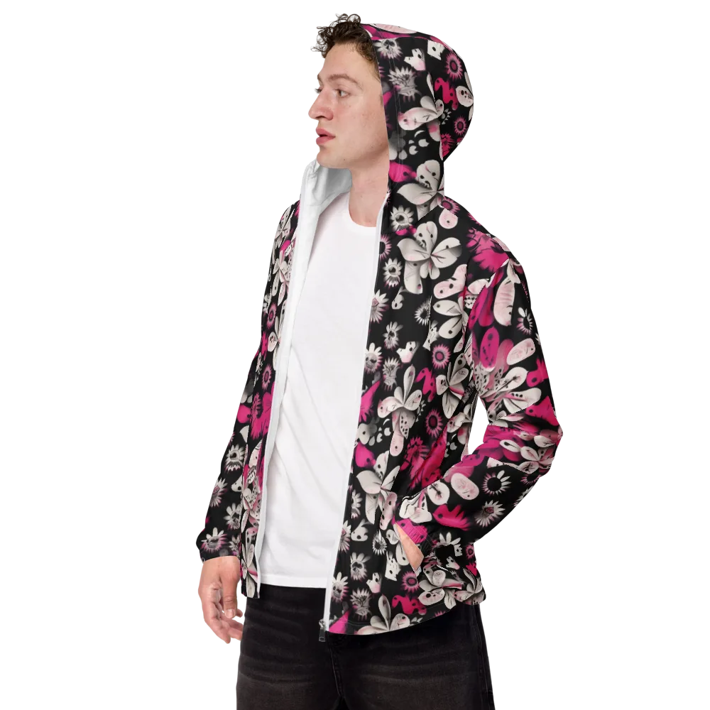 Pink Noir Garden on Men's Windbreaker — Left Front