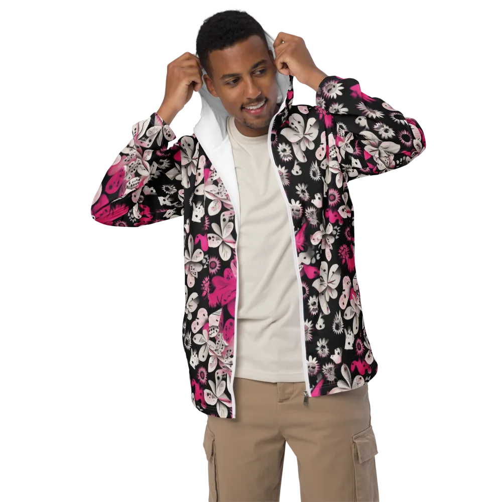 Pink Noir Garden on Men's Windbreaker — Front