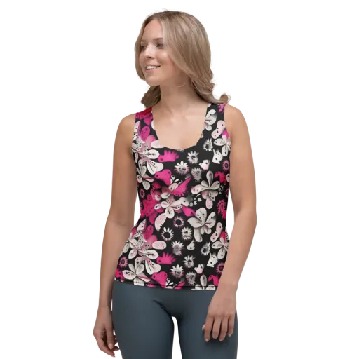 Pink Noir Garden on a Women's Tank Top