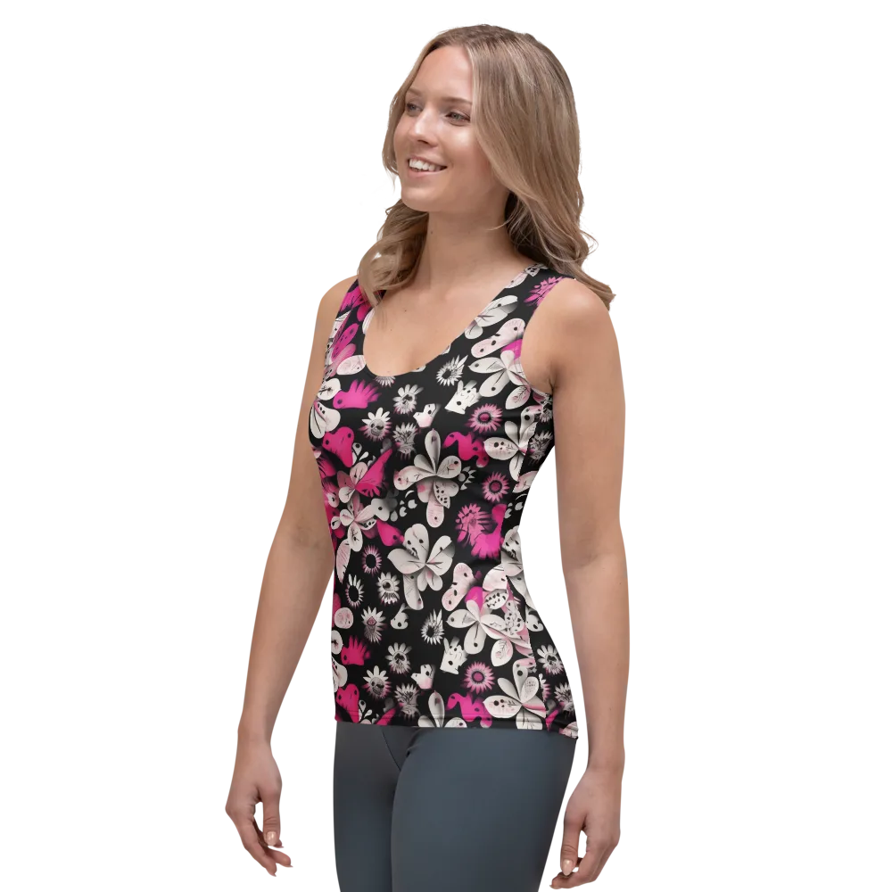 Pink Noir Garden on Women's Tank Top — Left Front