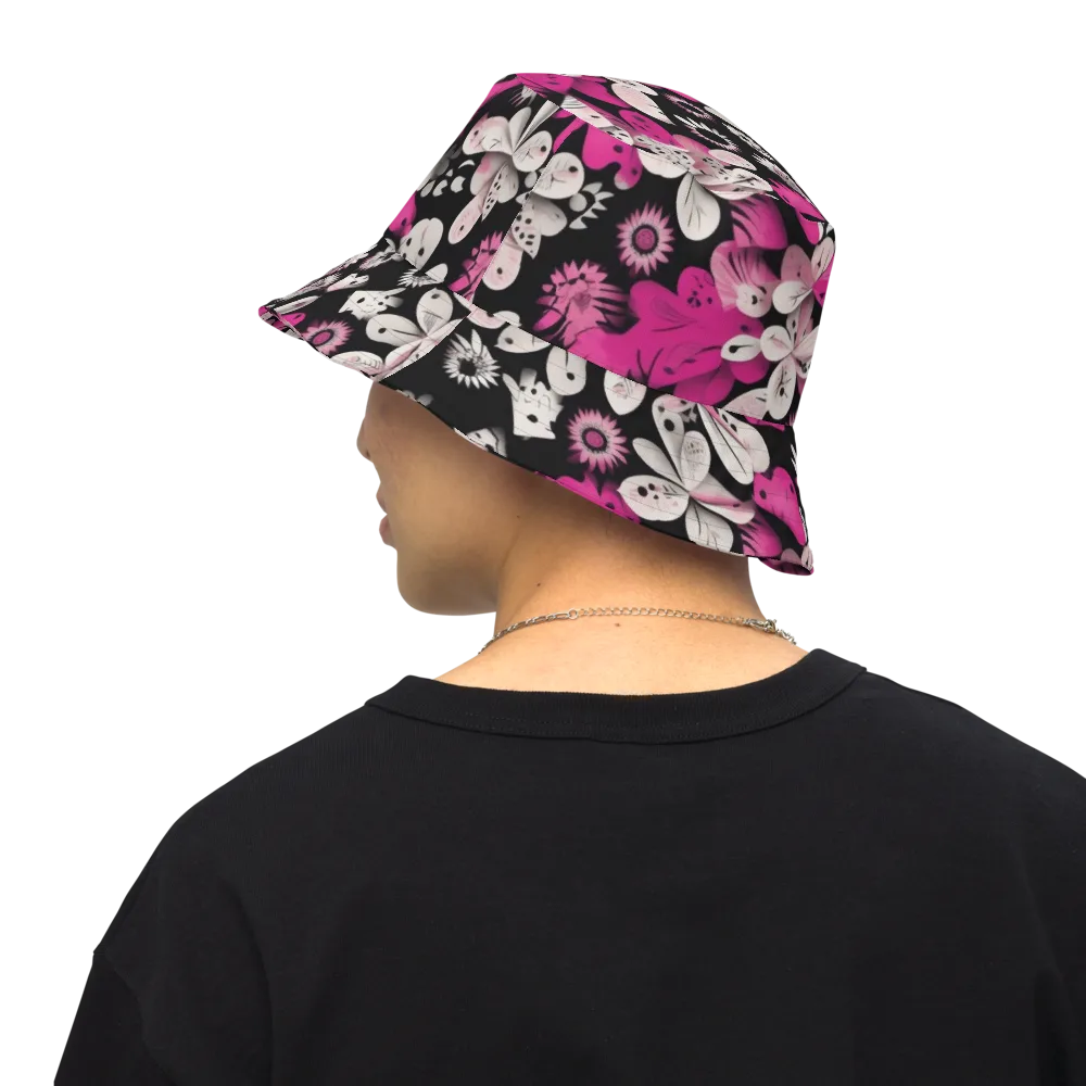 Pink Noir Garden on Reversible Bucket Hat — Back Inside