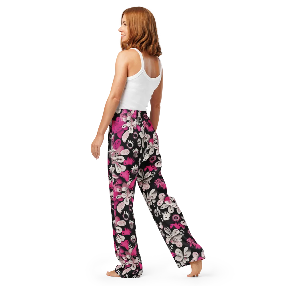 Pink Noir Garden on Women's Pajama Pants — Back