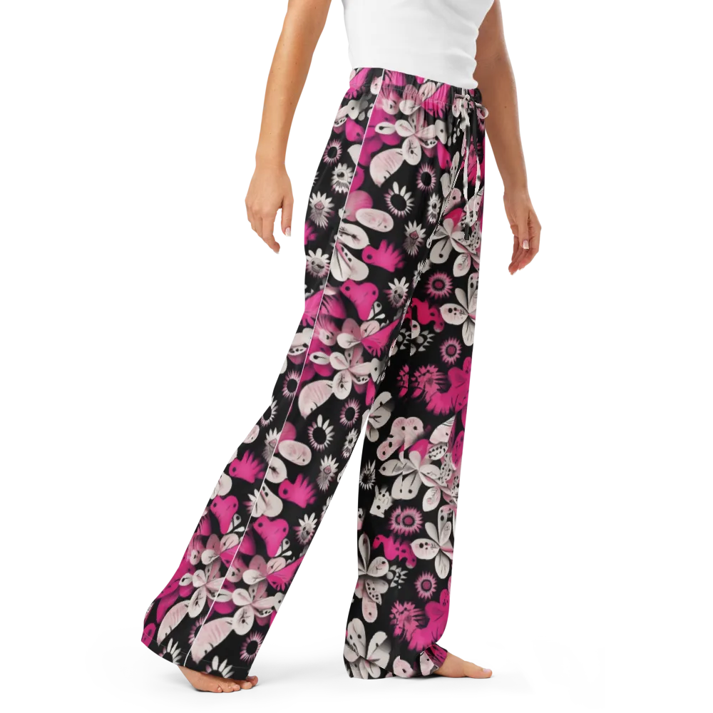 Pink Noir Garden on Women's Pajama Pants — Right Front