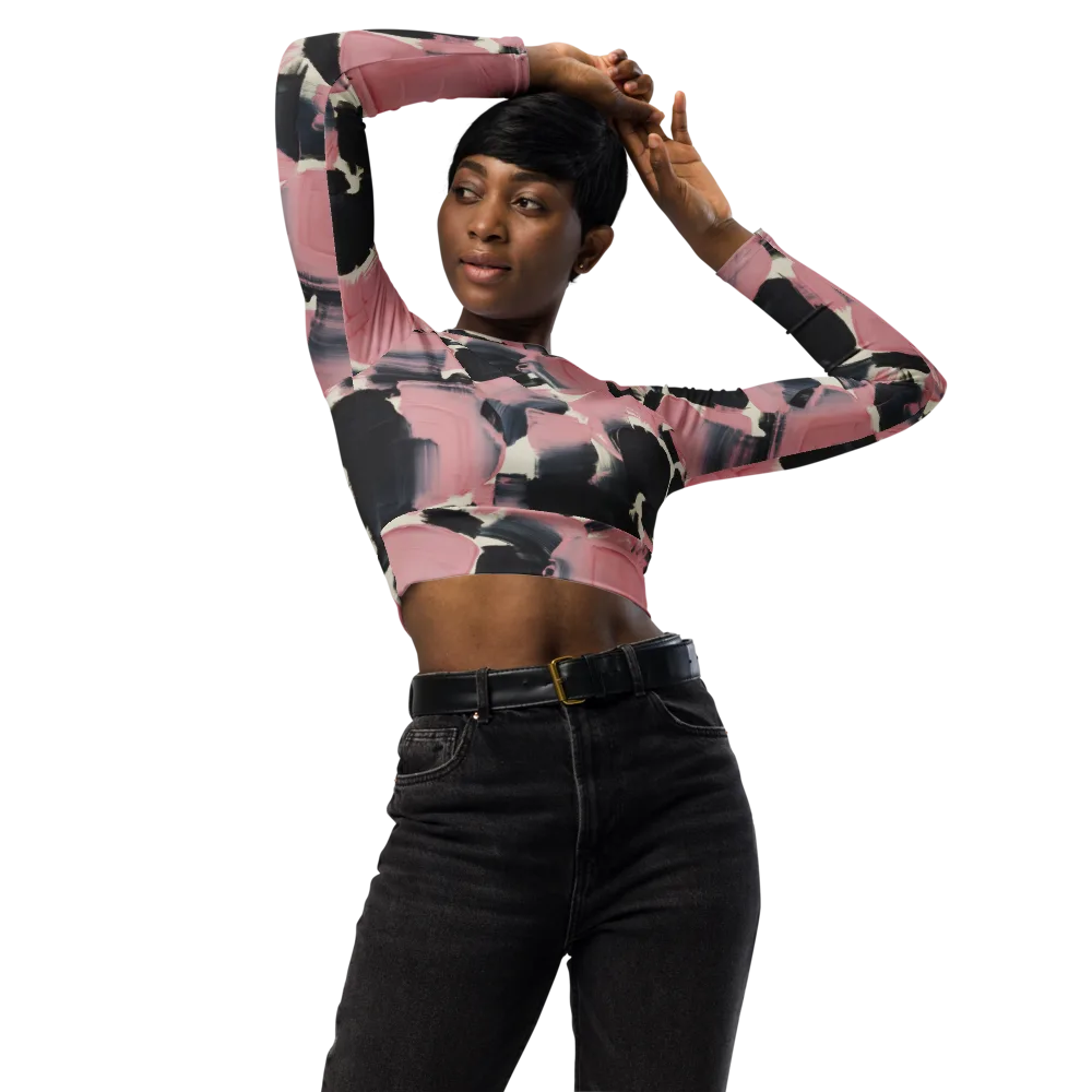 Blush Noir on Long Sleeve Crop Top — Front
