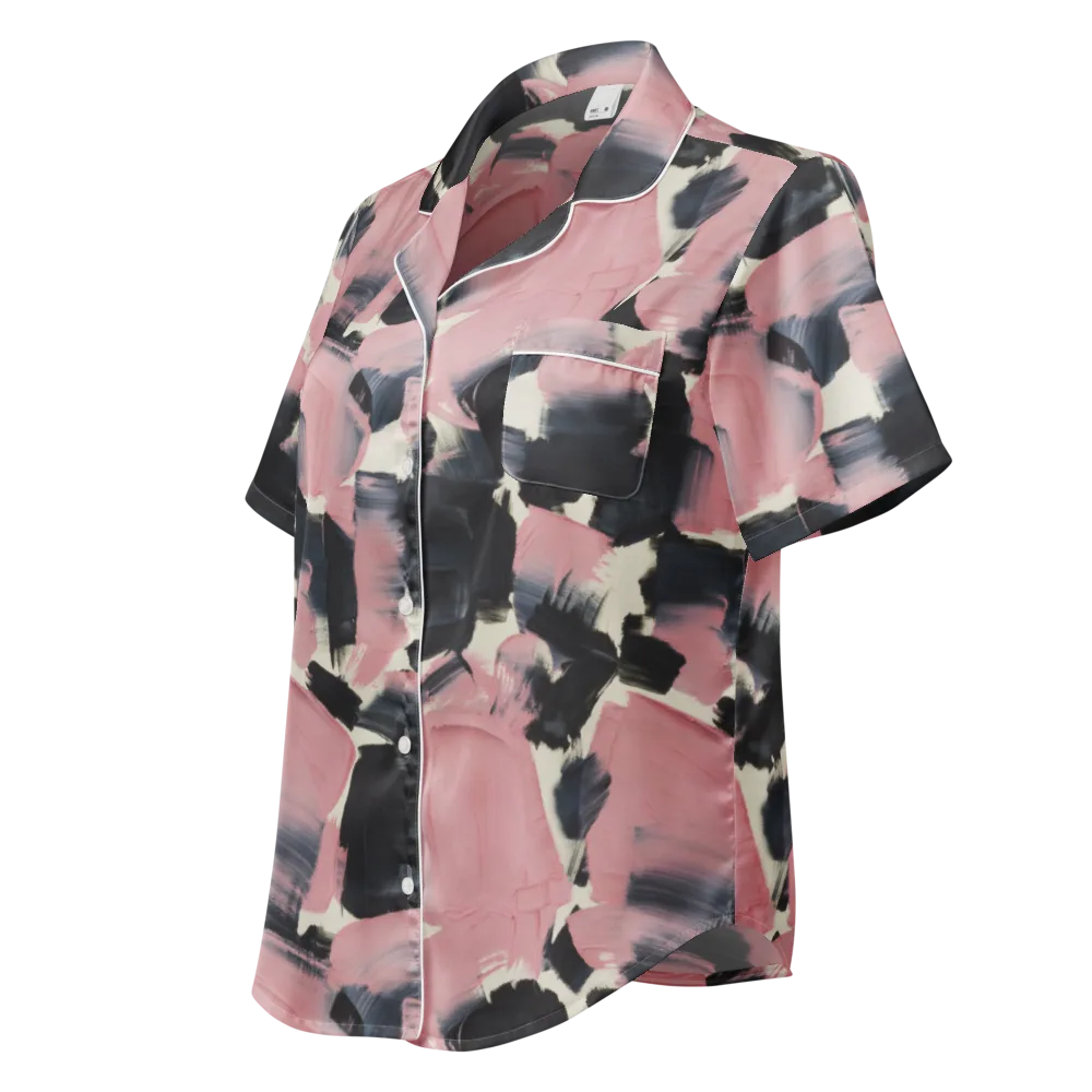 Blush Noir on Women's Short Sleeve Pajama Top — Left Front