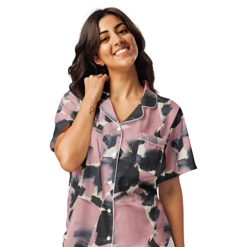 Blush Noir on Women's Short Sleeve Pajama Top — Front